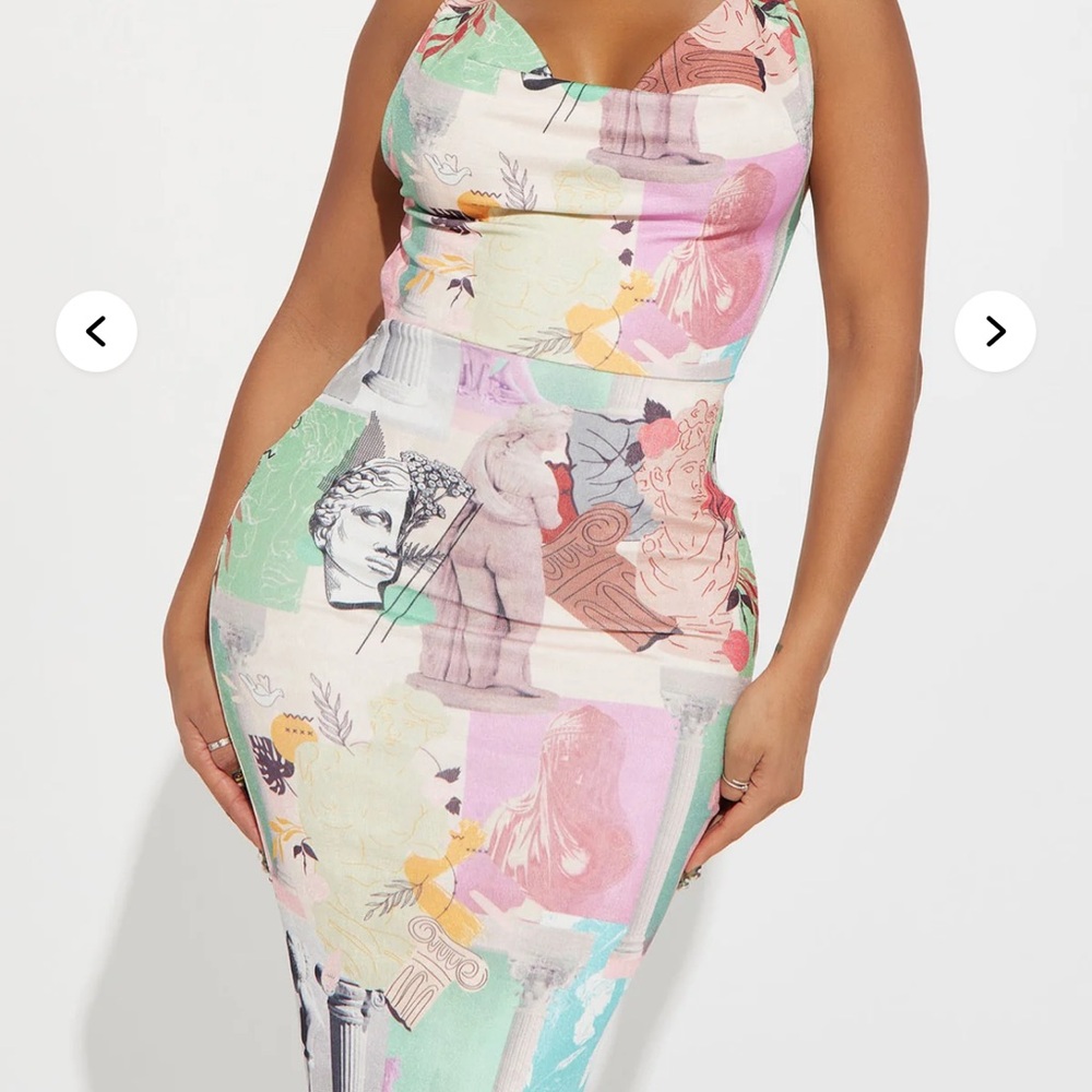 Fashion Nova Pastel Multi-Print Cowl Neck Maxi Dress size M - Picture 4 of 10